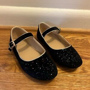 Kids: Crewcuts Black Velvet Shoes with Sparkles